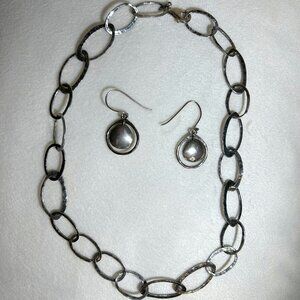 Silpada Silver Hammered Neckace and Earrings